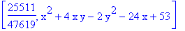 [25511/47619, x^2+4*x*y-2*y^2-24*x+53]